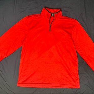 Red Fleece Quarter-Zip Pullover – Long Sleeve Warm Casual Top